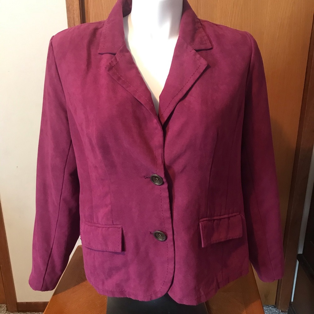 Cranberry brushed suede like blazer, fully lined